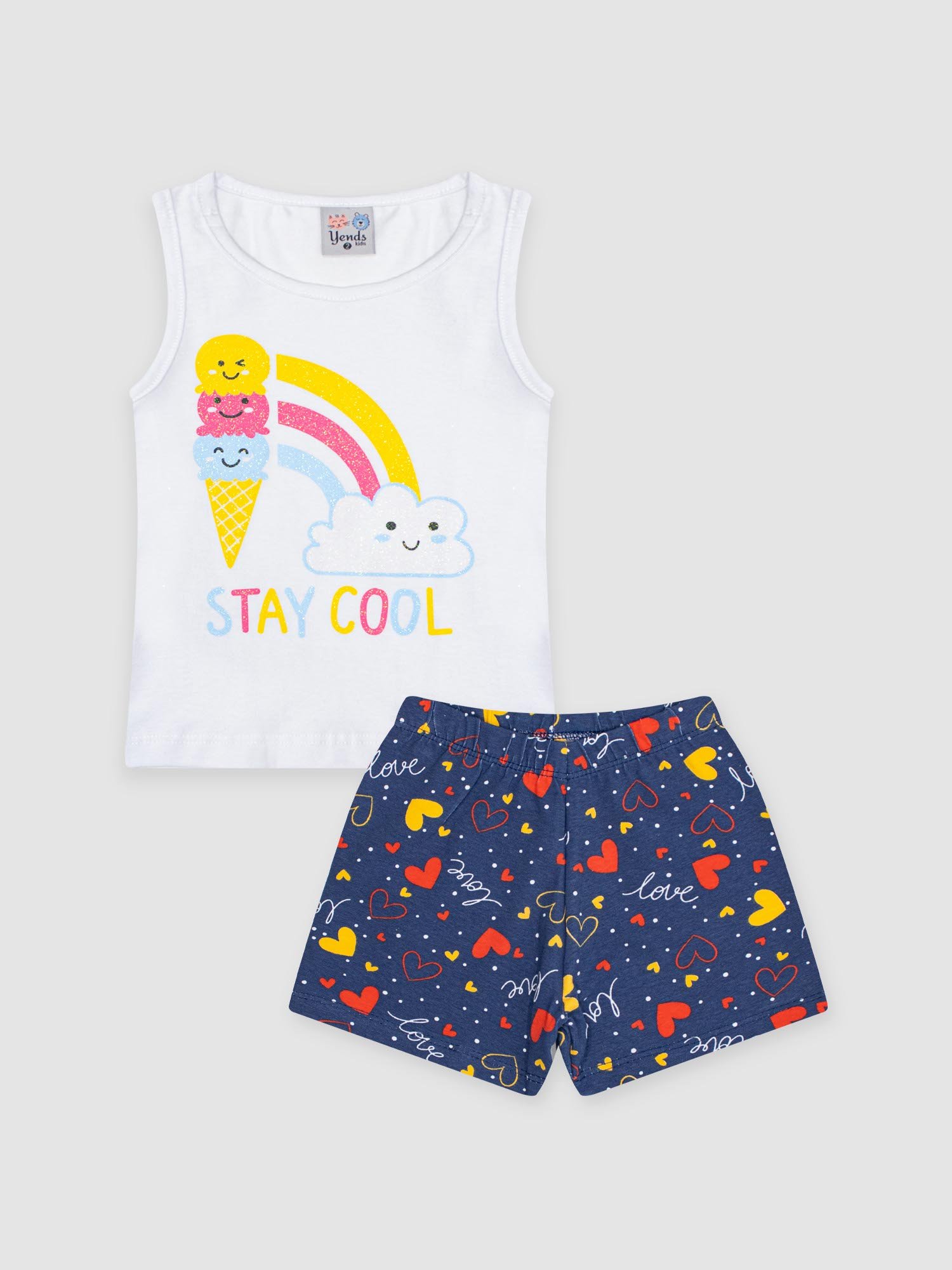 Conjunto Infantil Branco Stay Cool | Verão | Yends Kids