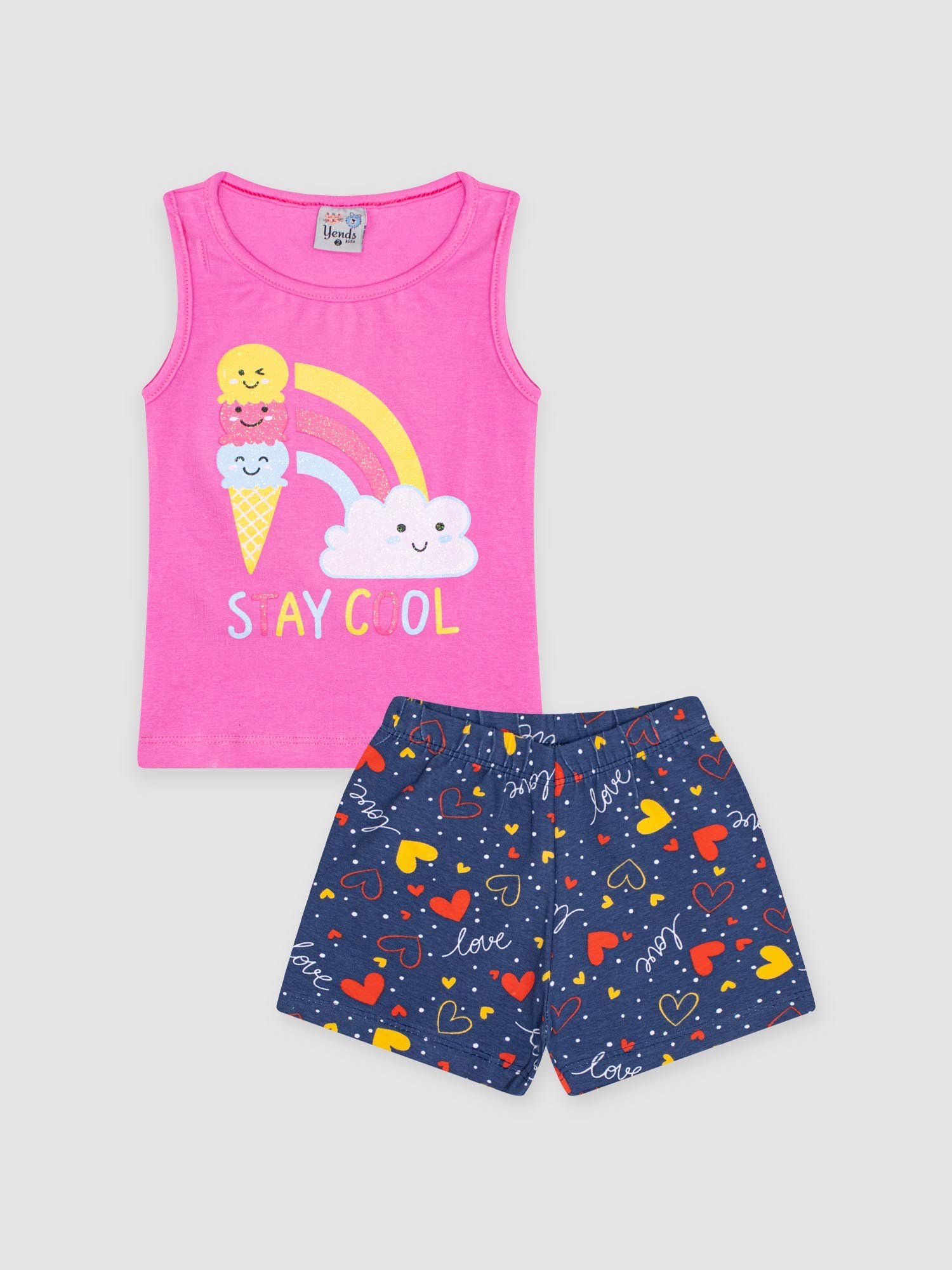 Conjunto Infantil Rosa Stay Cool | Verão | Yends Kids