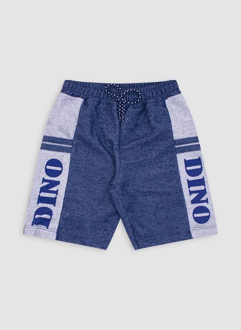 Bermuda Moletom Masculina Eco Dino Azul Turminha e Cia